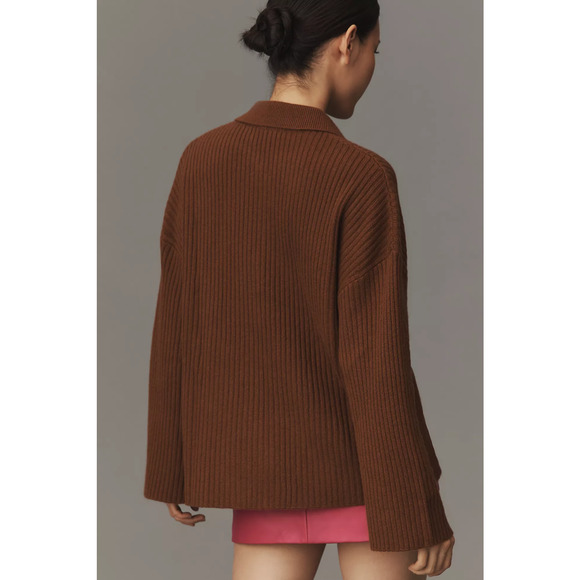 Reformation Fantino Cashmere Collared Cardigan Cinnamon - Picture 5 of 14